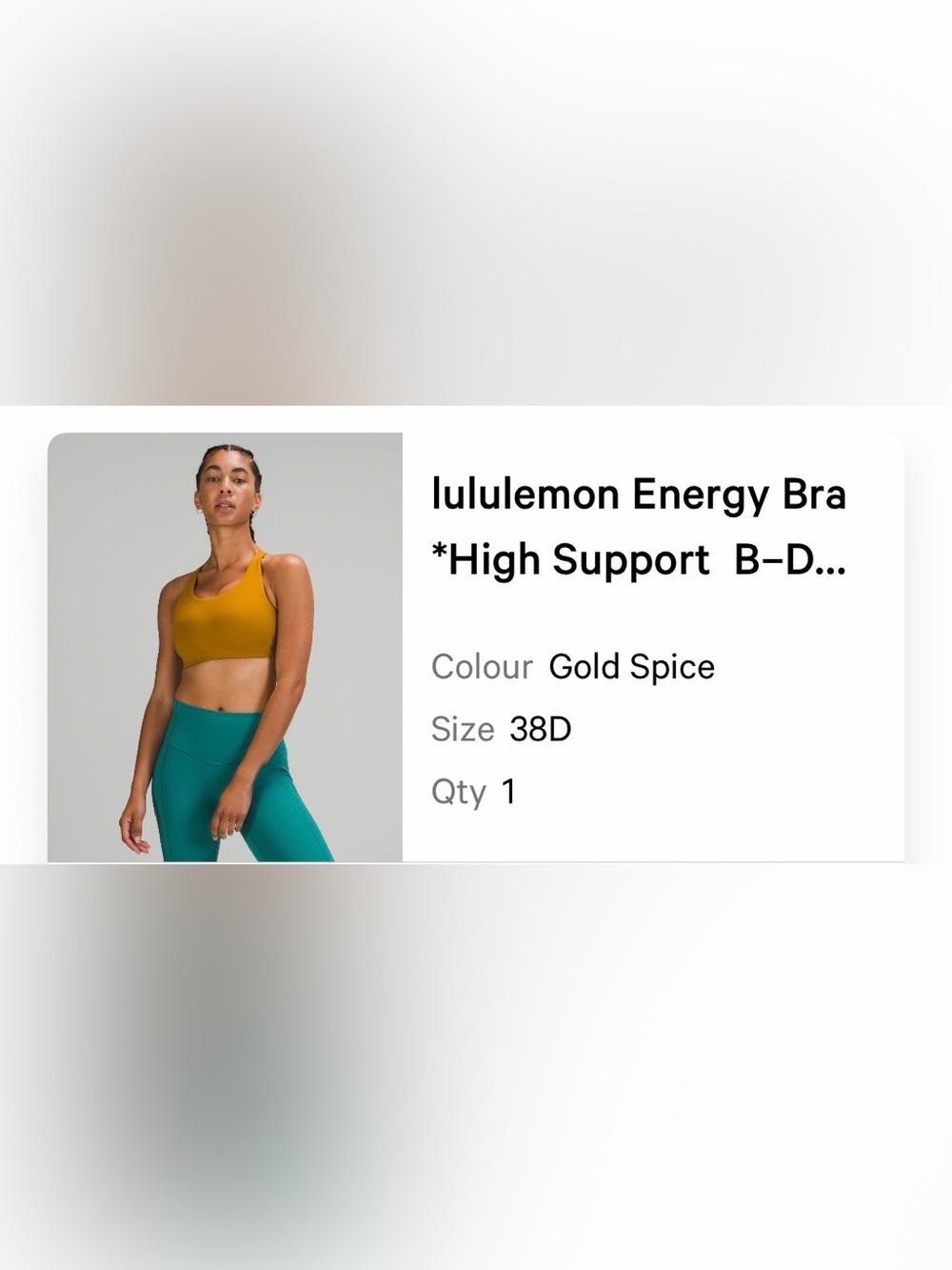 lululemon Energy Bra
*High Support 40D Golden spice color